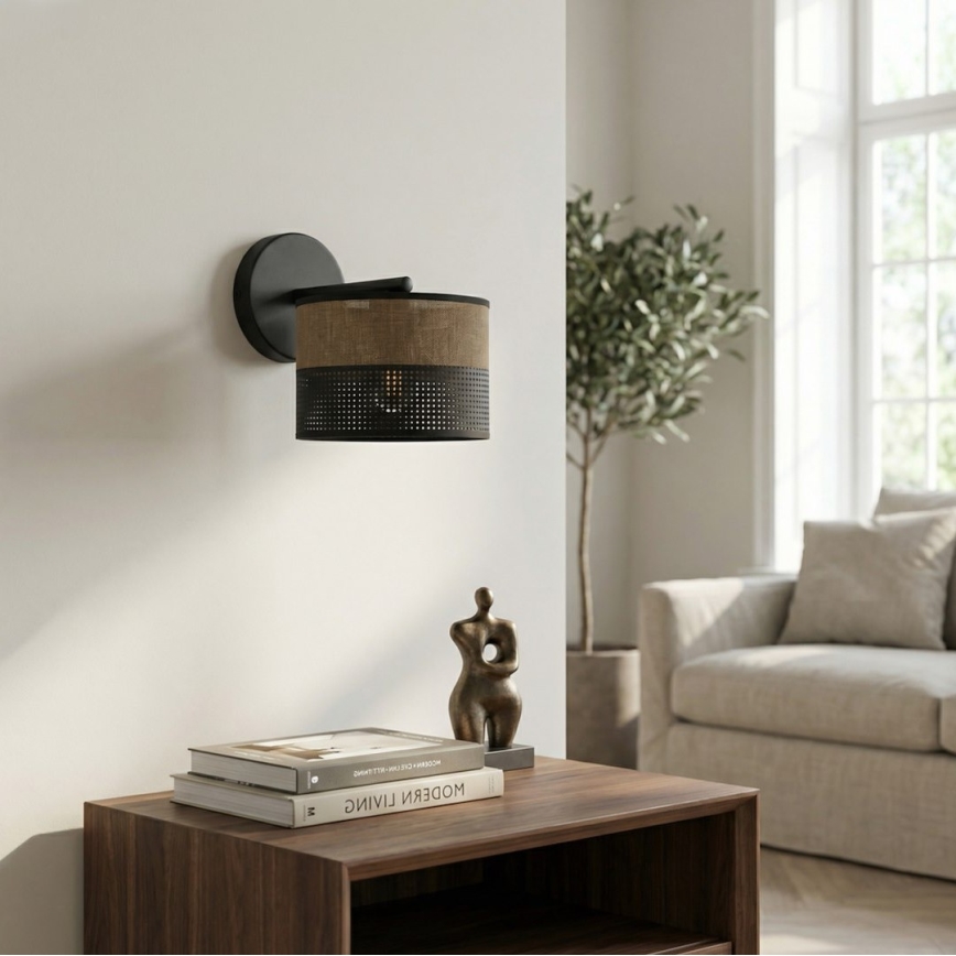 Wandlamp KARBON 1xE27/15W/230V zwart/bruin