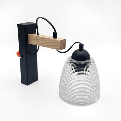 Wandlamp LEANDRA 1xE27/15W/230V eiken/zwart