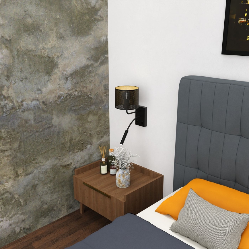 Wandlamp LOFT SHADE 1xE27/60W+1xG9/8W/230V zwart/goud