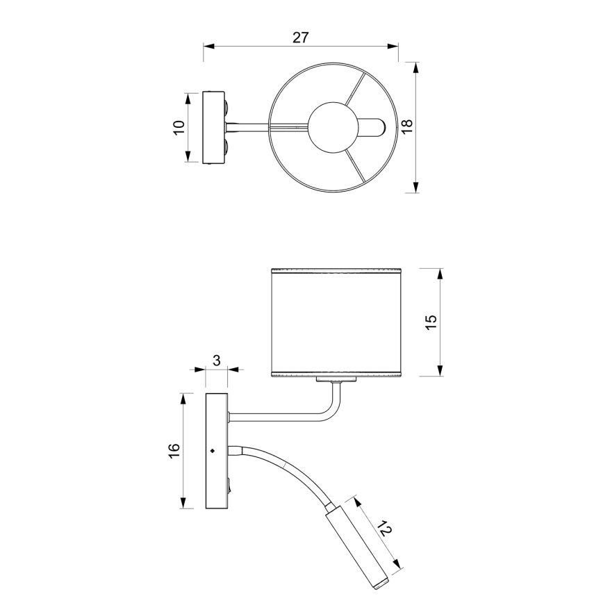 Wandlamp LOFT SHADE 1xE27/60W+1xG9/8W/230V zwart
