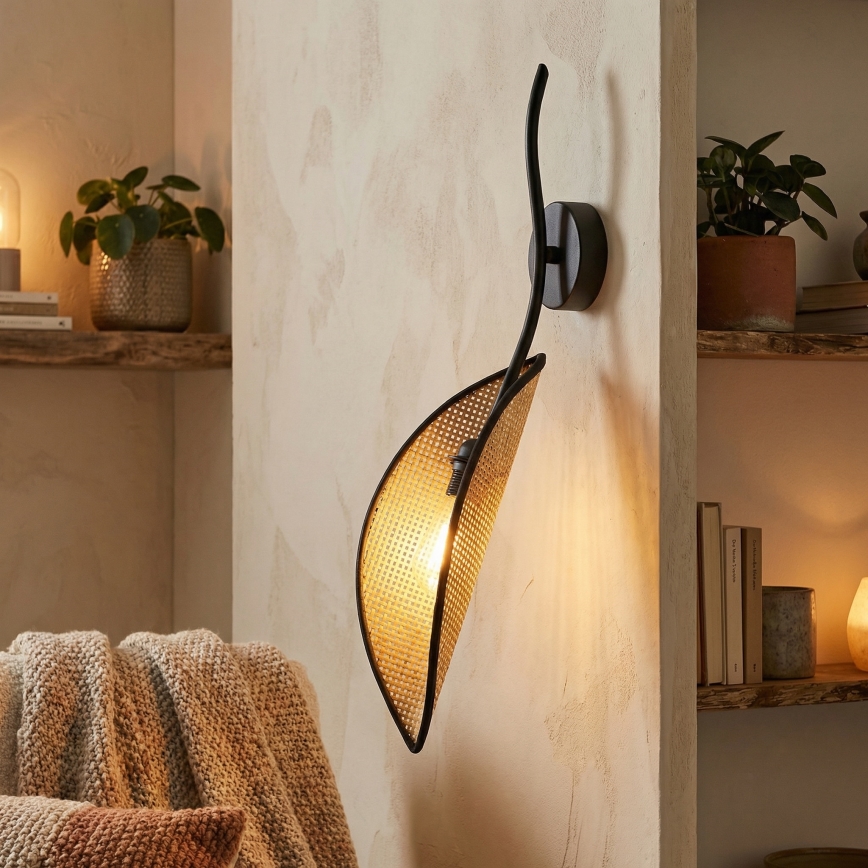 Wandlamp LOTUS 1xE14/10W/230V zwart/beige