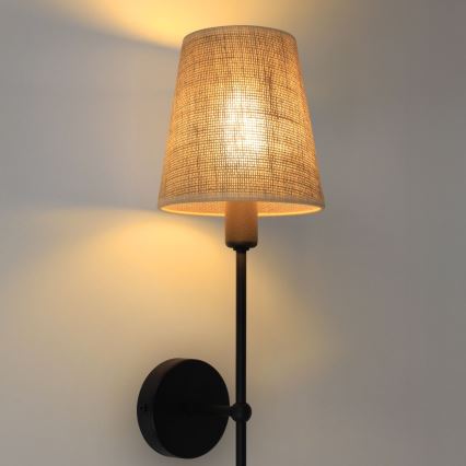 Wandlamp MADELA 1xE14/40W/230V jute/zwart