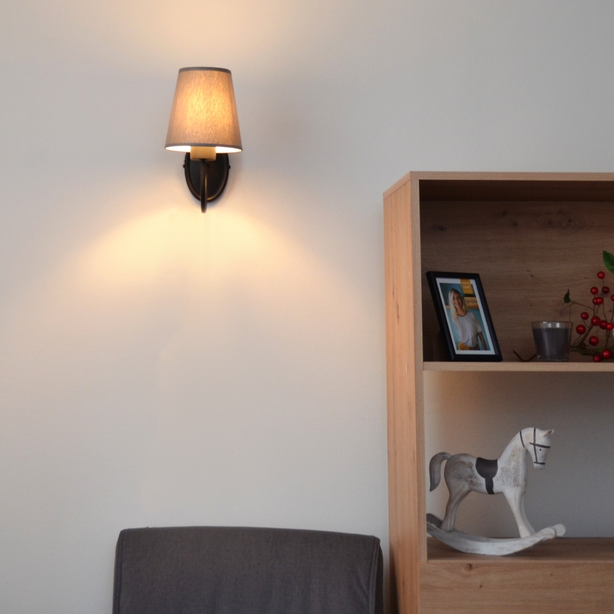 Wandlamp MALBO 1xE27/15W/230V grijs/zwart