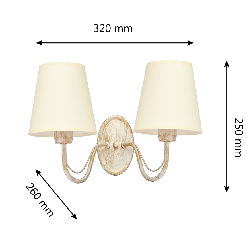 Wandlamp MALBO 2xE27/15W/230V beige