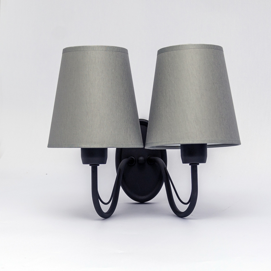 Wandlamp MALBO 2xE27/15W/230V grijs/zwart