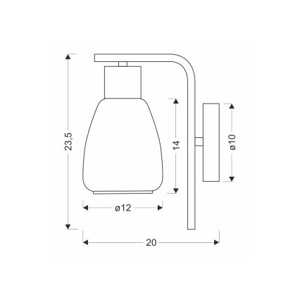 Wandlamp MOLDO 1xE27/40W/230V zwart/gerookt zwart