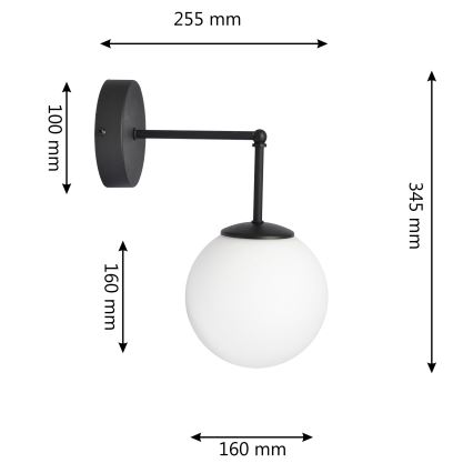 Wandlamp MOON 1xE27/15W/230V zwart