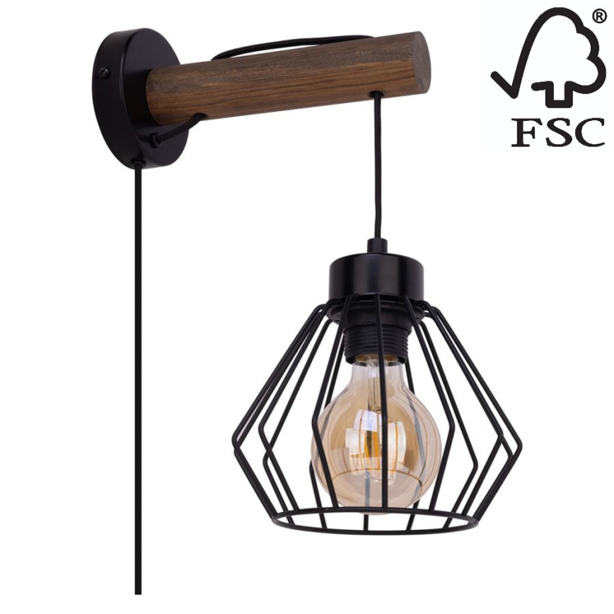 Wandlamp MUG 1xE27/15W/230V walnoot - FSC-gecertificeerd