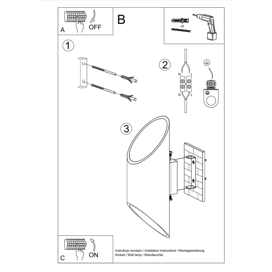 Wandlamp PENNE 30 1xG9/40W/230V zwart
