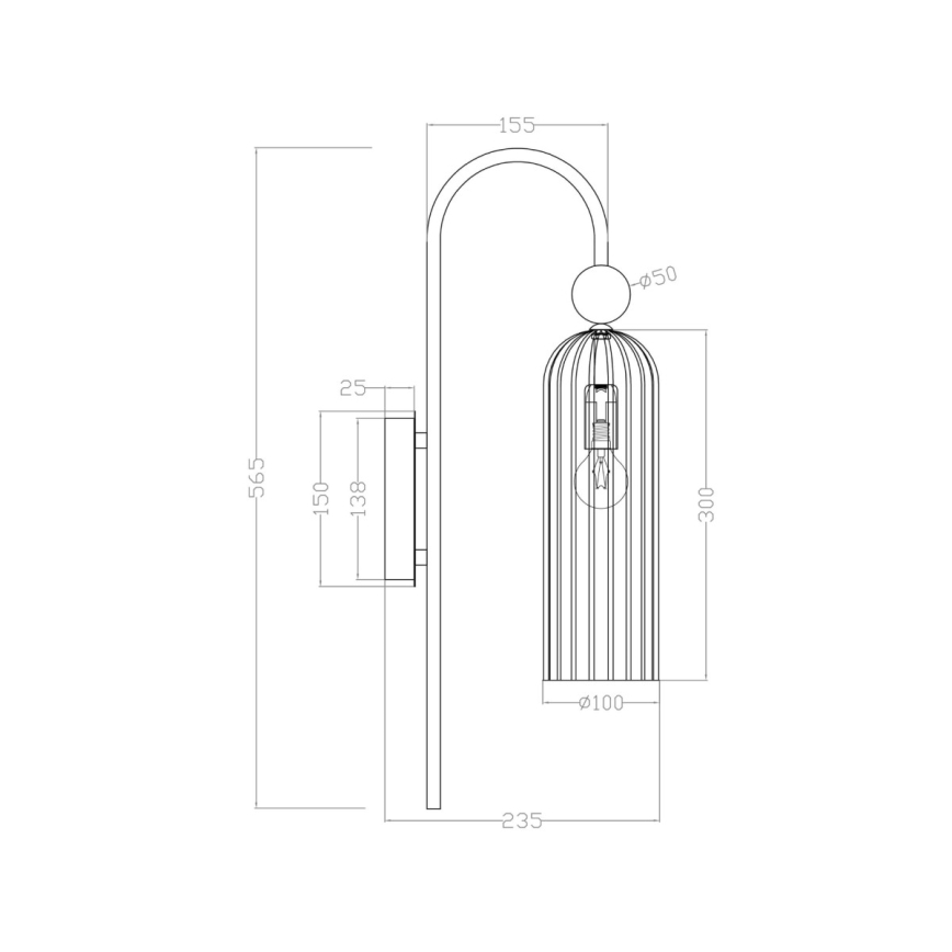 Wandlamp PIEGA 1xE14/40W/230V messing/rookzwart