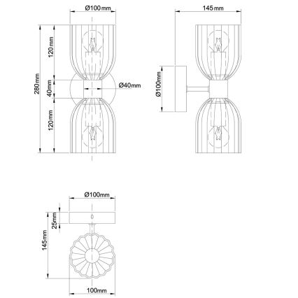 Wandlamp PIEGA 2xE14/10W/230V messing/wit