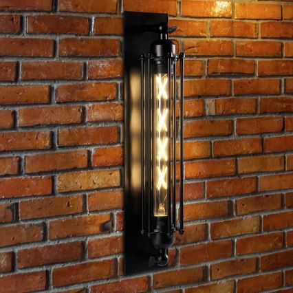 Wandlamp RETRO 1xE27/20W/230V zwart