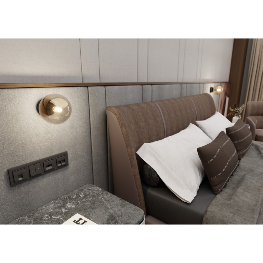 Wandlamp ROSSI 1xE14/10W/230V zwart/beige