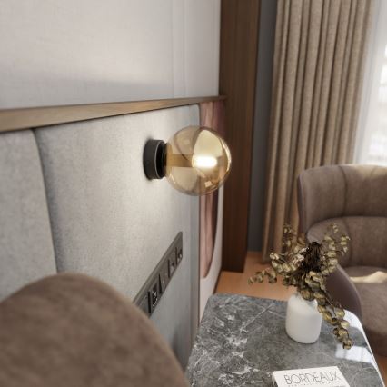 Wandlamp ROSSI 1xE14/10W/230V zwart/beige