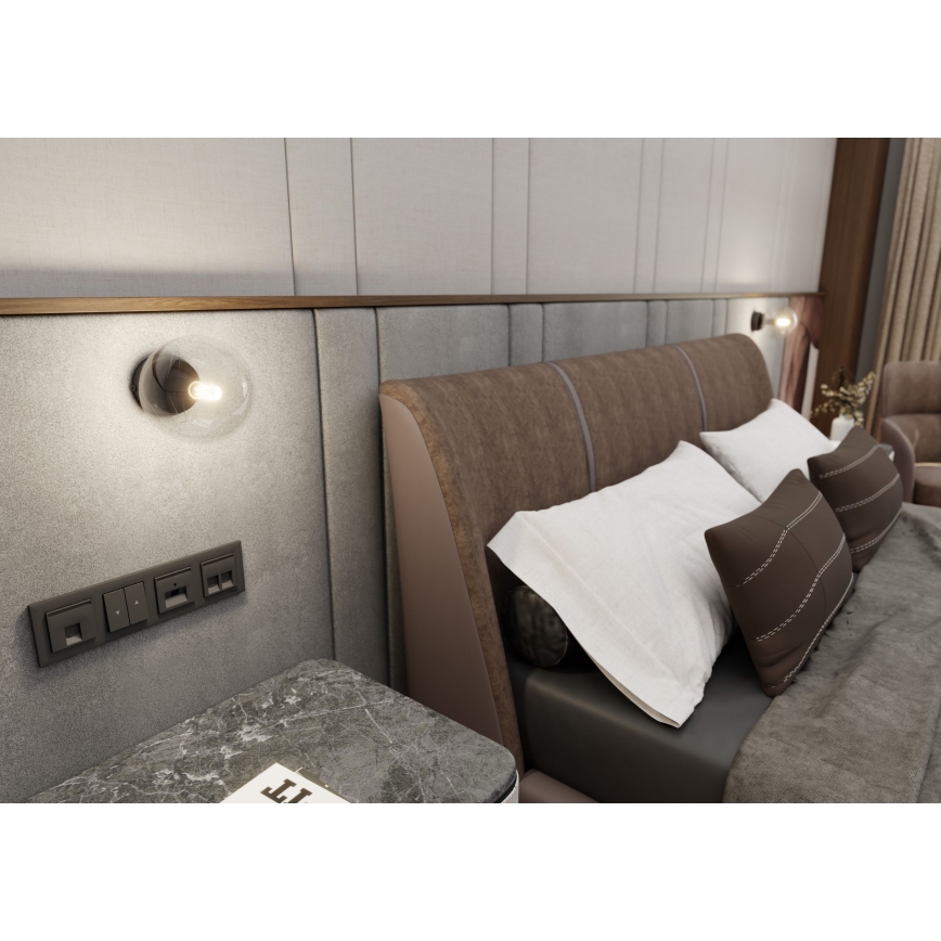 Wandlamp ROSSI 1xE14/10W/230V zwart/doorzichtig