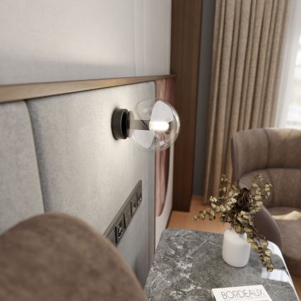 Wandlamp ROSSI 1xE14/10W/230V zwart/doorzichtig