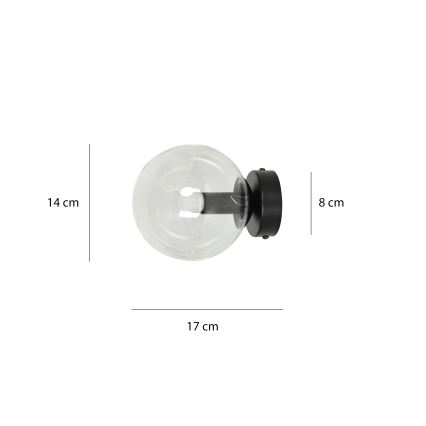 Wandlamp ROSSI 1xE14/10W/230V zwart/doorzichtig