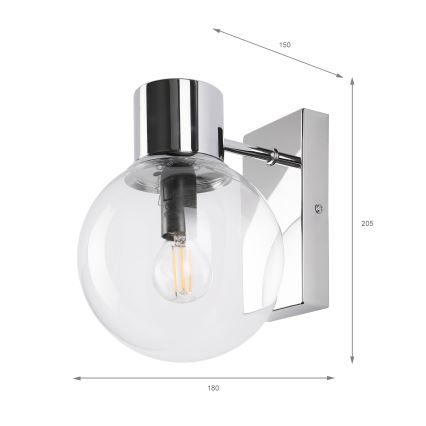 Wandlamp SFERIO 1xE14/5W/230V glanzend chroom/helder glas
