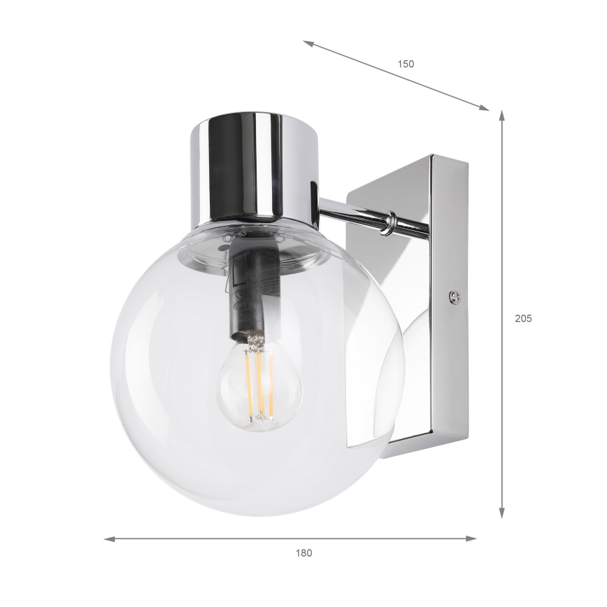 Wandlamp SFERIO 1xE14/5W/230V glanzend chroom/helder glas