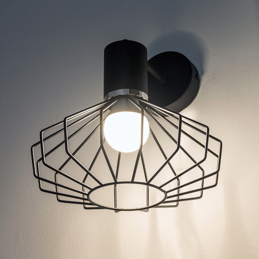 Wandlamp SOLANO 1xE27/15W/230V zwart/glanzend chroom