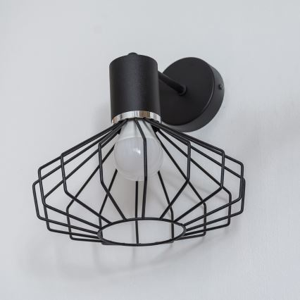 Wandlamp SOLANO 1xE27/15W/230V zwart/glanzend chroom