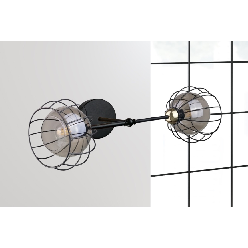 Wandlamp SOLO BLACK 2xE27/60W/230V zwart/goud