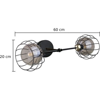 Wandlamp SOLO BLACK 2xE27/60W/230V zwart/goud