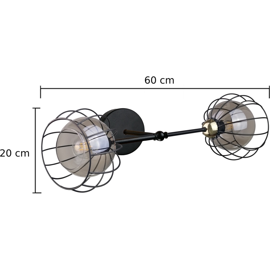 Wandlamp SOLO BLACK 2xE27/60W/230V zwart/goud