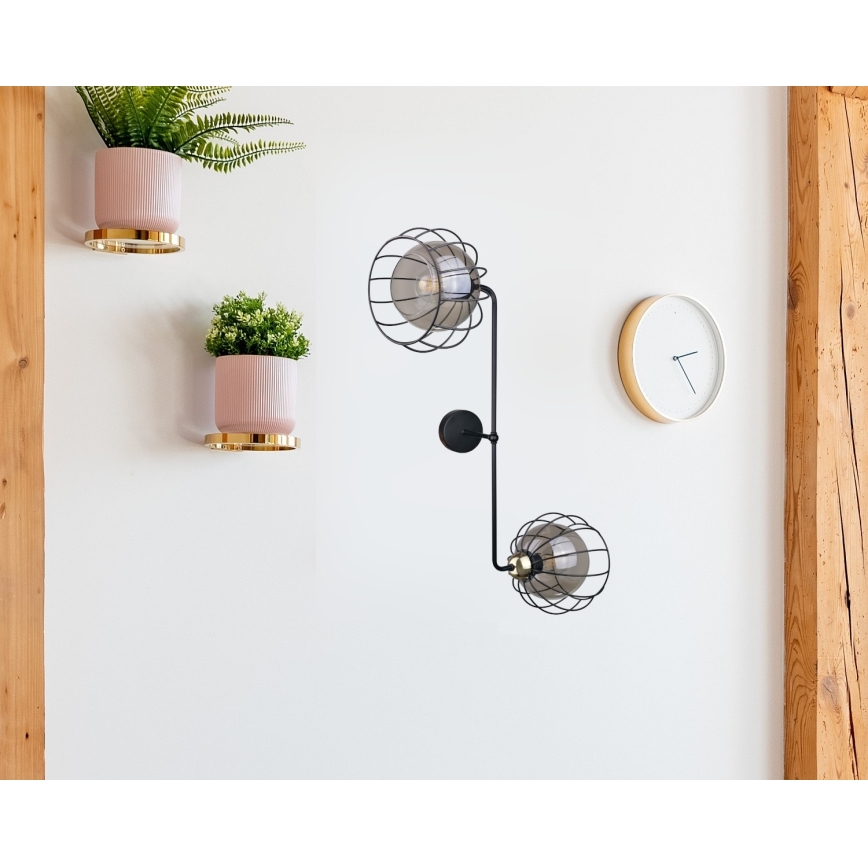 Wandlamp SOLO BLACK 2xE27/60W/230V zwart/goud