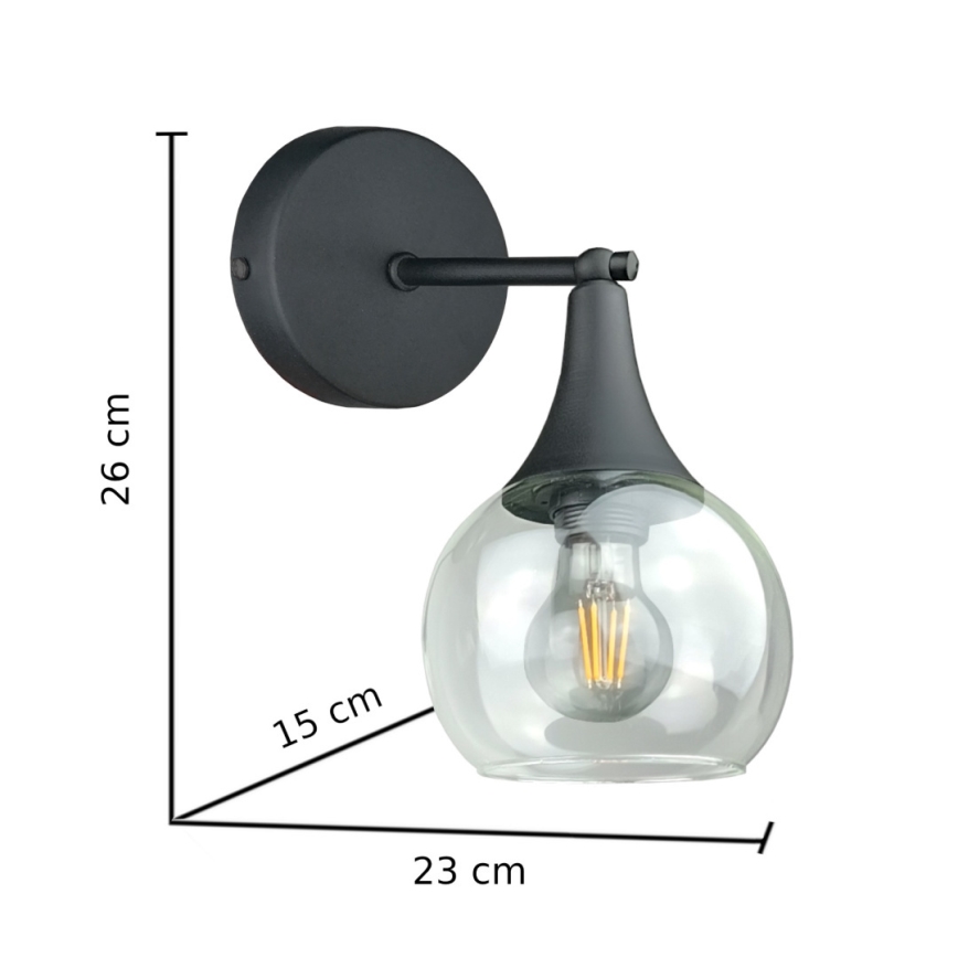 Wandlamp STAR 1xE27/60W/230V zwart/doorzichtig