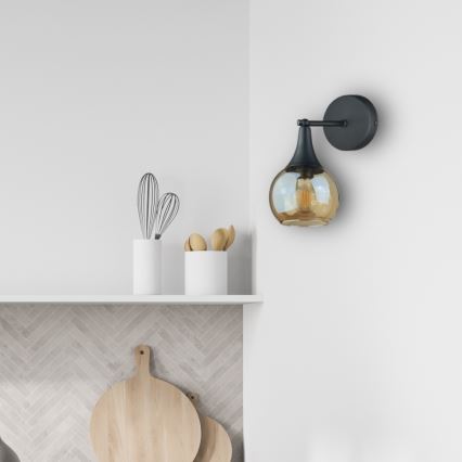 Wandlamp STAR 1xE27/60W/230V zwart/gerookt beige