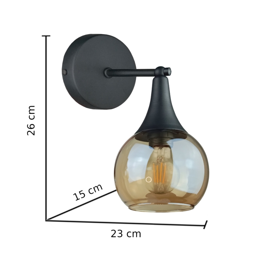 Wandlamp STAR 1xE27/60W/230V zwart/gerookt beige