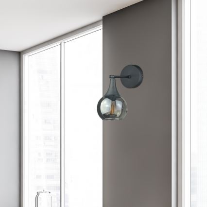 Wandlamp STAR 1xE27/60W/230V zwart/gerookt zwart