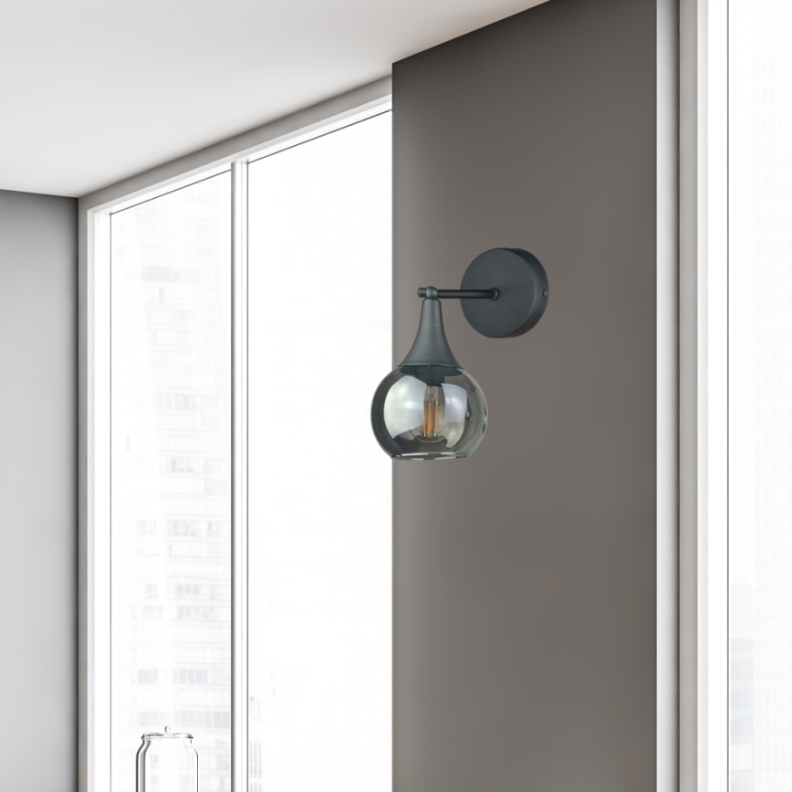 Wandlamp STAR 1xE27/60W/230V zwart/gerookt zwart