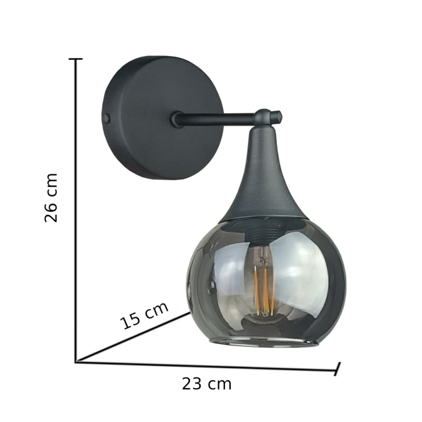 Wandlamp STAR 1xE27/60W/230V zwart/gerookt zwart