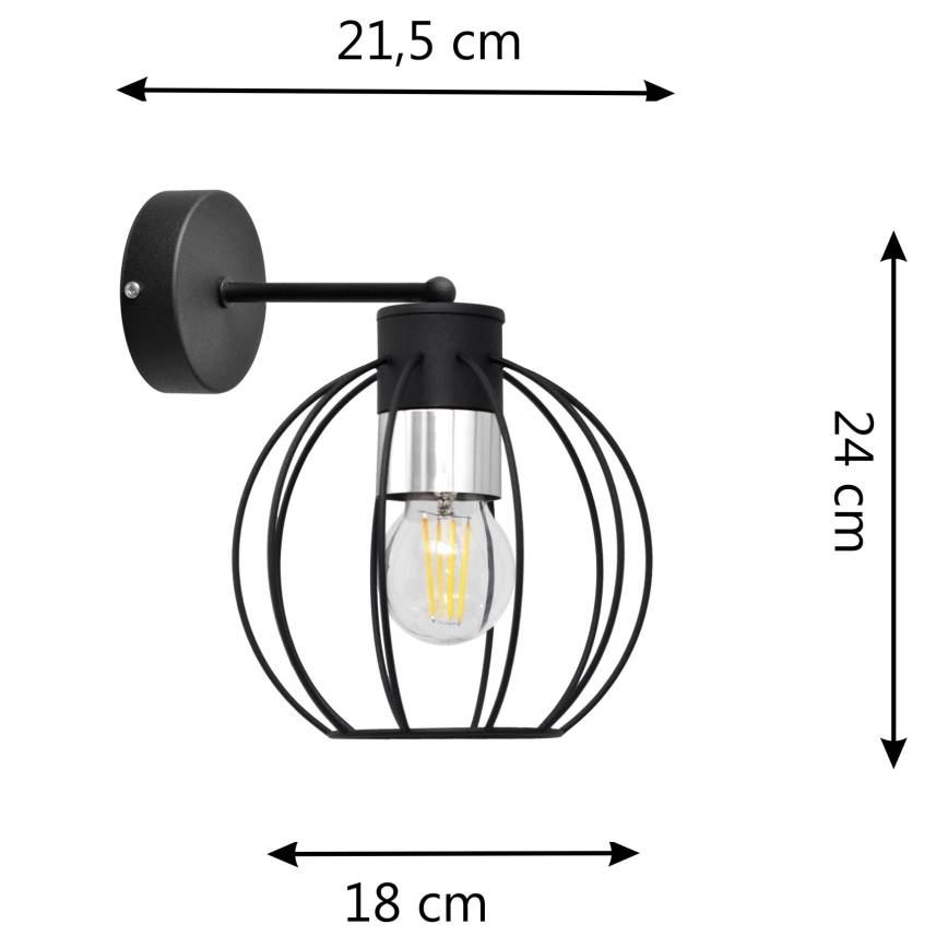 Wandlamp STARLIGHT 1xE27/15W/230V zwart/zilver