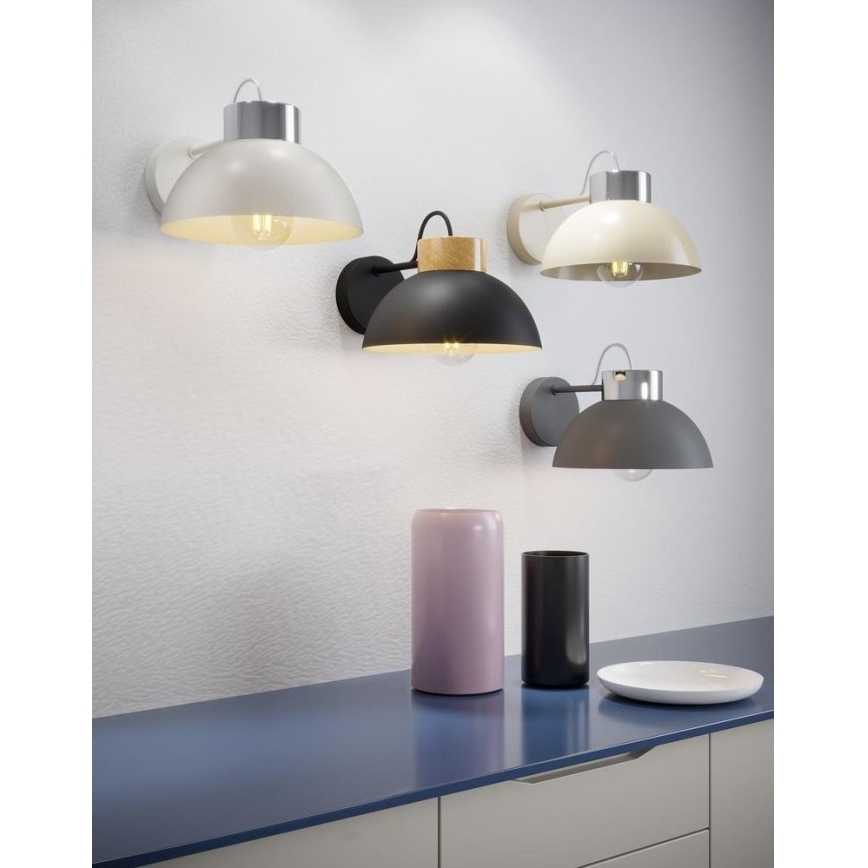 Wandlamp TEDI 1xE27/60W/230V antraciet/glanzend chroom