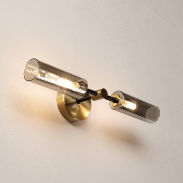 Wandlamp TESSA 2xG9/8W/230V messing/gerookt zwart