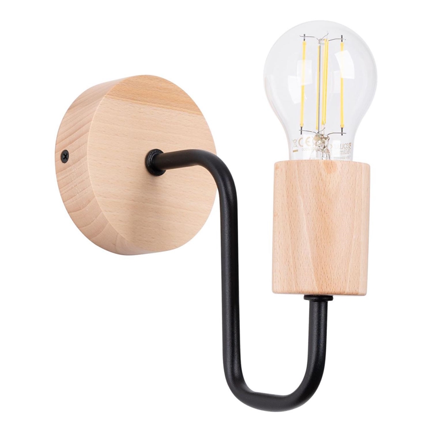 Wandlamp TIMBO 1xE27/15W/230V zwart/beige/beuken