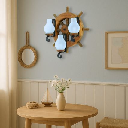 Wandlamp TIMONA 3xE14/40W/230V beuken - FSC gecertificeerd