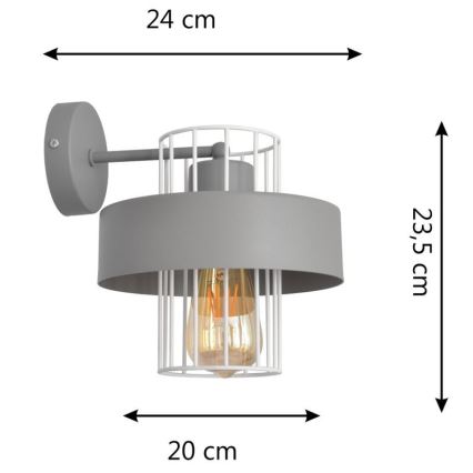 Wandlamp VOLTA 1xE27/15W/230V grijs