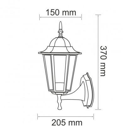 Wandlamp voor buiten 1xE27/20W/230V IP43 zwart