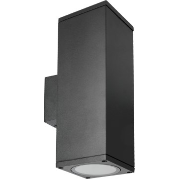 Wandlamp voor buiten 2xGU10/35W/230V IP54 hoekig zwart