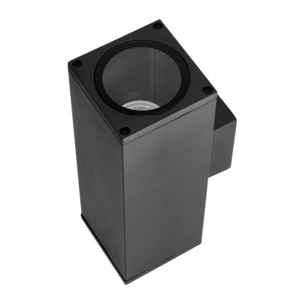 Wandlamp voor buiten 2xGU10/35W/230V IP54 hoekig zwart