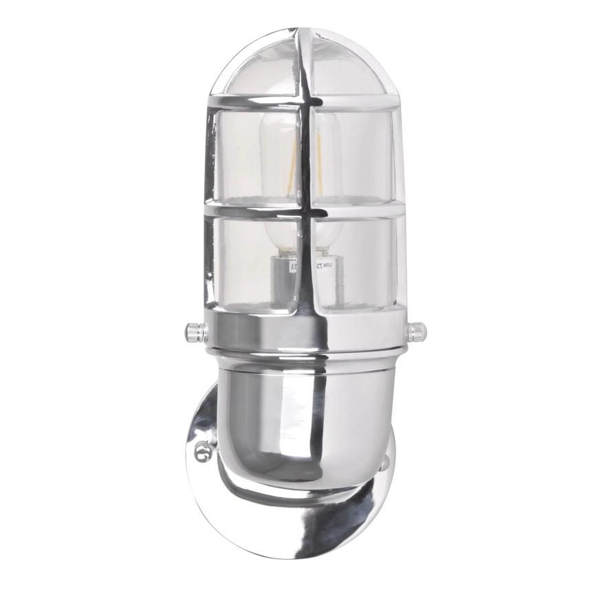 Wandlamp voor buiten LUND 1xE27/12W/230V IP44 glanzend chroom