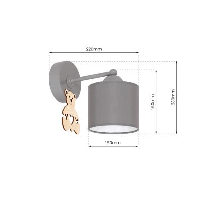 Wandlamp voor kinderen BEAR 1xE27/60W/230V