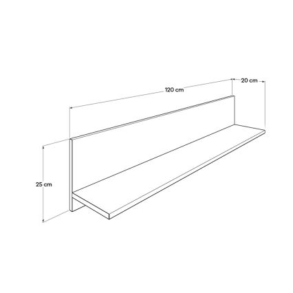 Wandplank 25x120 cm bruin