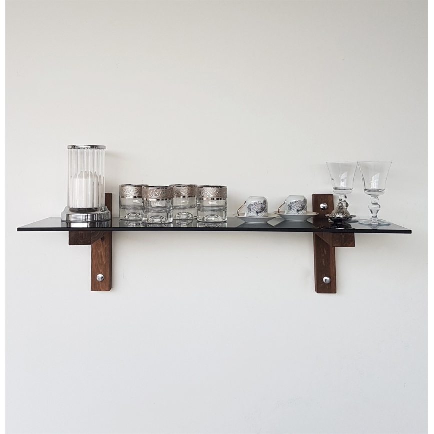 Wandplank 85x25 cm grenen/zwart