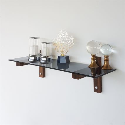 Wandplank 85x25 cm grenen/zwart