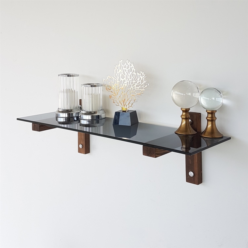 Wandplank 85x25 cm grenen/zwart